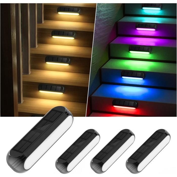 Lot de 4 lampes solaires dextérieur pour terrasse clôture LED blanc chaud étanches pour décoration de terrasse mur et