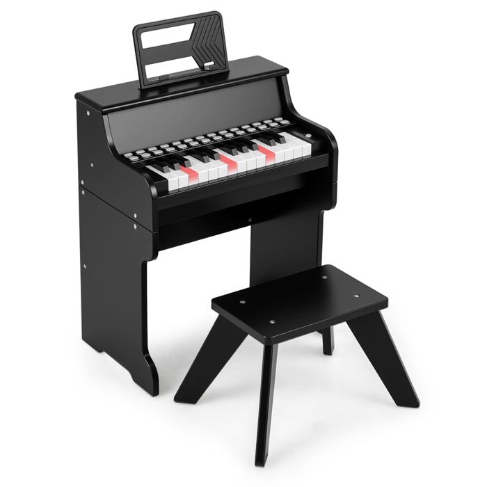 Clavier Piano Enfant, Piano Numérique 25 Touches avec Pupitre, Mode d' apprentissage, Touches Lumineuses, Volume/Vitesse Réglables (Noir) | Leroy Merlin