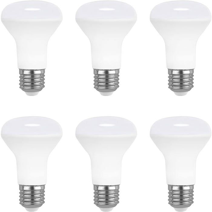 Ampoule Spot LED E27 R63 7W Blanc Chaud 2700K 665LM Lumière 120 Degrés Équivalent Lampe Halogène E27 60W AC 220V lot de 6