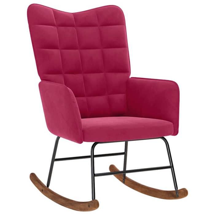 TOP 2026 Fauteuil berçante - 1 PLACE - MODERNE - avec repose-pied - rouge bordeaux velours - 61x78x98 cm FF435