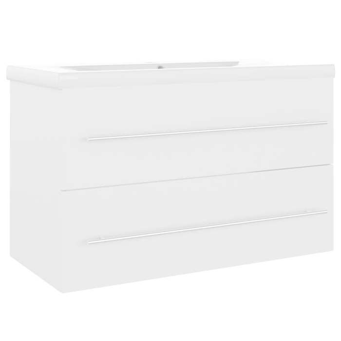 Blanc Armoire dévier JILL design avant-gardiste avec lavabo intégré Blanc Aggloméré 80x38.5x48 cm MM823
