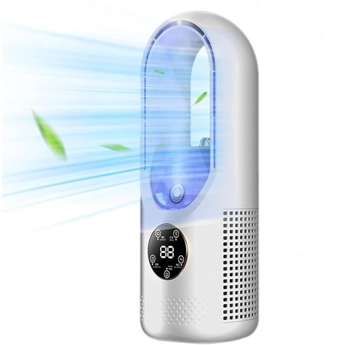 Ventilateur Sans Pales Portable Silencieux 6 Vitesses Minuterie 6H Ventilateur Électrique avec Écran LCD pour Chambres Salons Bureau - Joulli