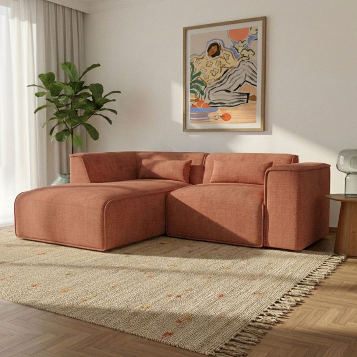 Canapé dangle gauche fixe NUNA 4 places tissu taupe - Terracotta