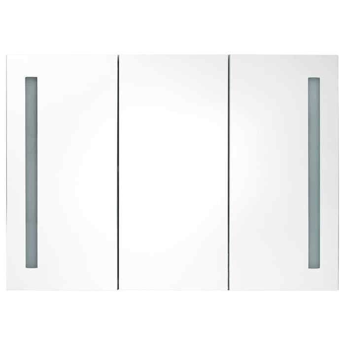 Meuble WC SWEETY Blanc Armoire de salle de bain - Anti lhumidité - à miroir LED 89x14x62cm blanc et chêne - Pour maquillage C5856