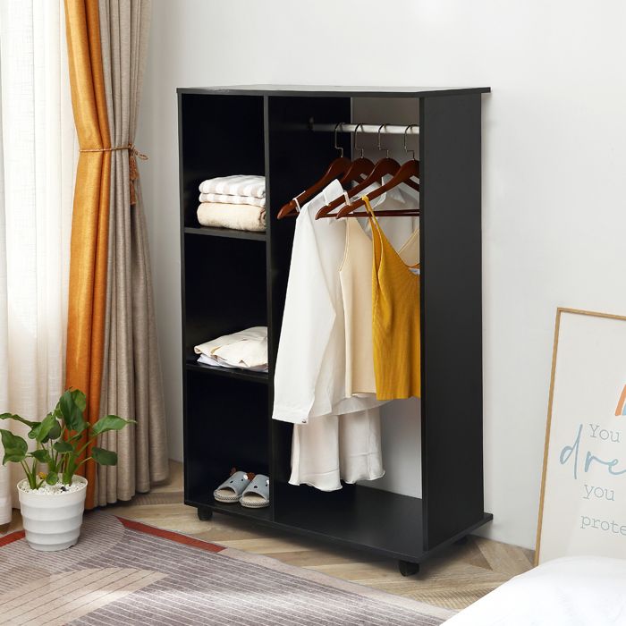 MOTHINESSTO687-Armoire penderie Armoire de Rangement Mobile Panneaux de Particules Noir