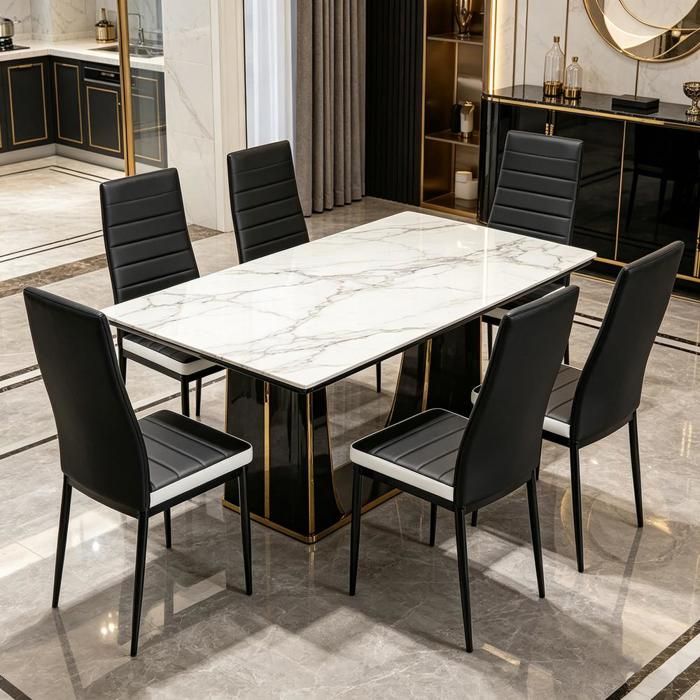 SUPFINE 6pcs Chaises de Salle à Manger en PU Chaises de Cuisine en Acier au Carbone pour Salle à Manger Salon Cuisine Chambre