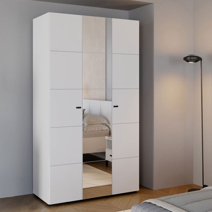 Armoire 3 Portes Ouarza Dmora Bois Aggloméré Blanc Mat 117x52 cm Armoire 3 Portes Ouarza Dmora Bois Aggloméré Blanc Mat 117x52 cm