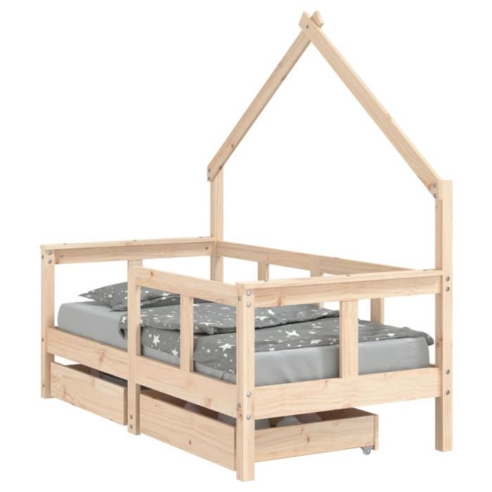 CHEZ ZENG Cadre de lit enfant avec tiroirs 70x140 cm bois de pin massif LL16114