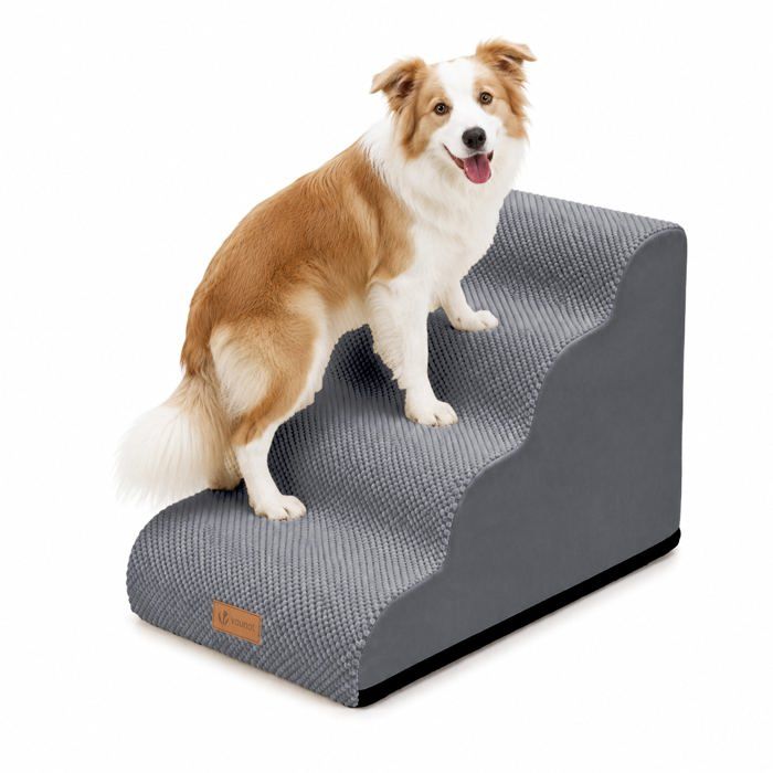 VOUNOT® Escalier pour chien et chat à 4 marches en mousse haute densité - antidérapante déhoussable lavable - 72x40x50cm gris VOUNOT® Escalier pour chien et chat à 4 marches en mousse haute densité - antidérapante déhoussable lavable - 72x40x50cm gris