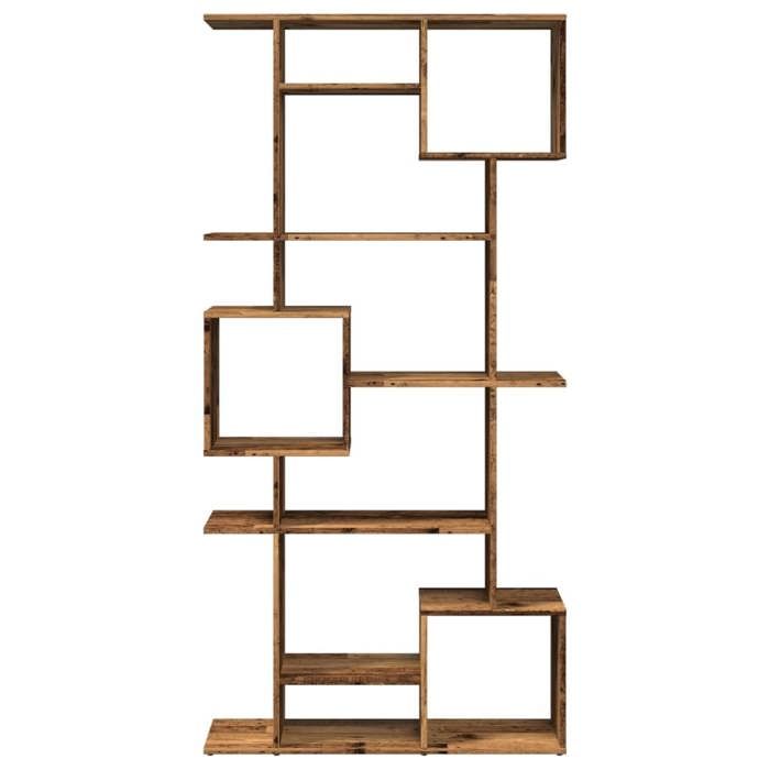 Bibliothèque élégant - ECOHOME - bois dingénierie - chêne fumé - 92 x 29 x 188 cm - 9 compartiments ouverts@519279