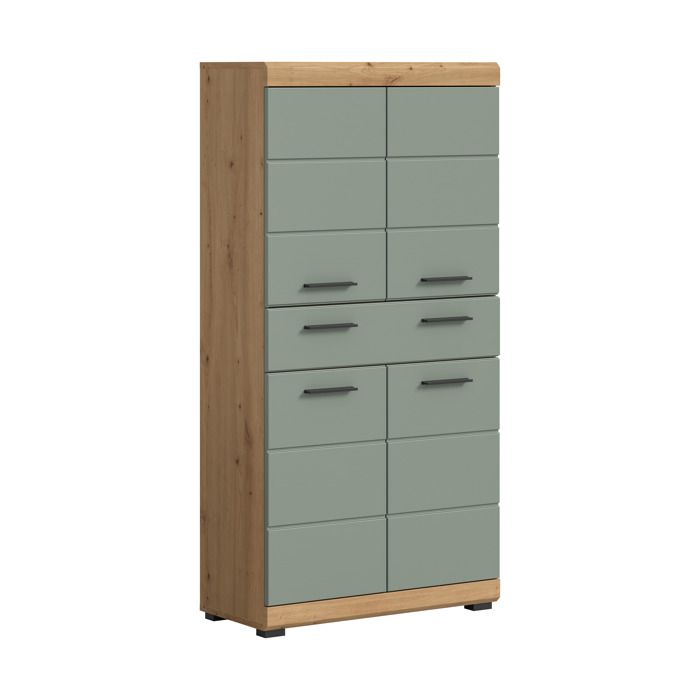 [en.casa] Colonne de salle de bain Scout vert sauge et chêne artisan 74 x 31 x 141 cm