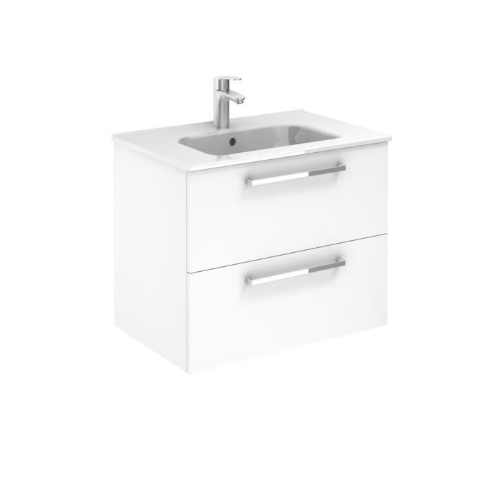 meuble 2 tiroirs ancoflash color 2 avec plan céramique - anconetti - blanc - 70cm
