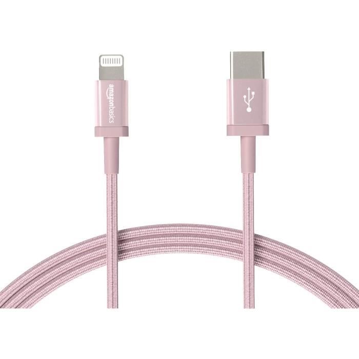 Basics Câble USB-C vers Lightning en nylon tressé, chargeur