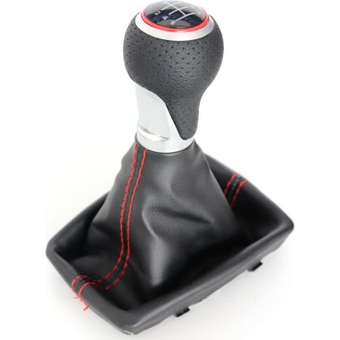 Pommeau De Levier De Vitesses En Cuir Noir 6 Vitesses Pour Skoda Fabia I (6Y) - ZU-Parts