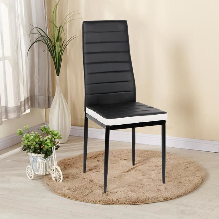 Chaise de salle à manger DIYA - Lot de 6 - Noir et Blanc - Style Scandinave - 40*39*98 cm