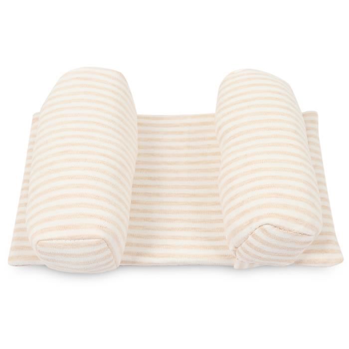 Oreiller De Bebe Coussin De Positionneur De Sommeil Pour Nouveau Ne Reglable Rayures Beiges Cdiscount Pret A Porter
