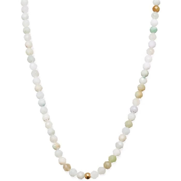 Collier Pendentif Rhodonite Facetée Dorée - Pierre Naturelle - Amour