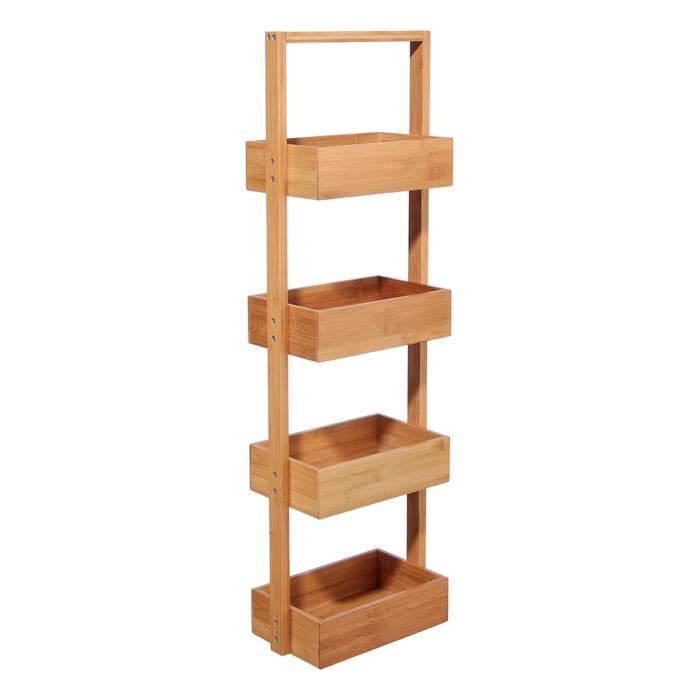Desserte de Salle de Bain Mahaut - Eazy Living - Marron - Support de Rangement Minimaliste en Bambou