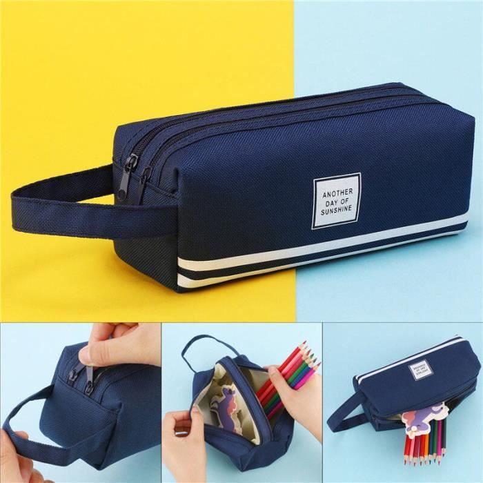 Trousse à Crayons Grande Capacité Style Coréen - 22,5 Cm, Polyester - Fournitures Scolaires/Bureau