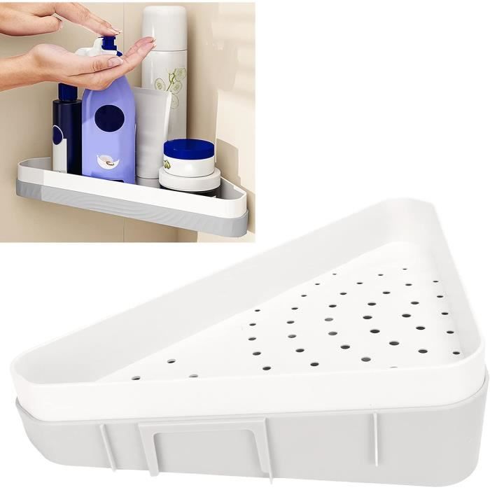Étagère De Douche Triangulaire Argent - Support De Rangement D'angle Inox Facile à Poser