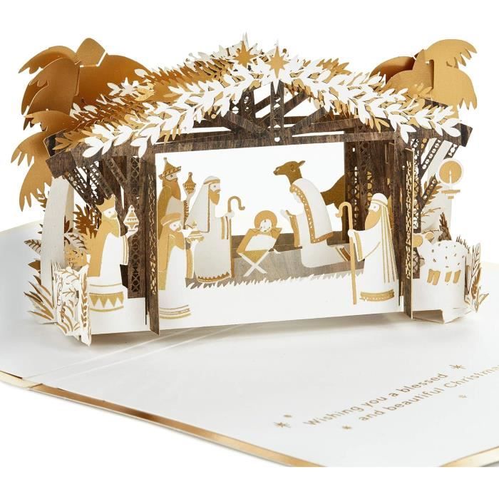 Carte De Noël Pop-up Ange 3D – Carte Chrétienne Nostalgique, Faite Main, 12x17,5 Cm, Avec Feuille De Note - 5