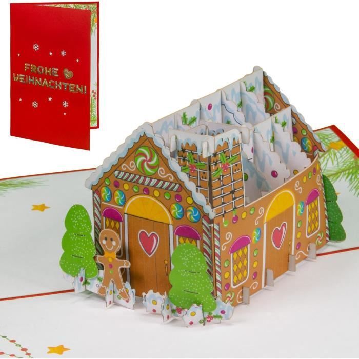 , Carte PopUp De Noël, Maison De Noël, En Pain D'Épices, Carte De Noël