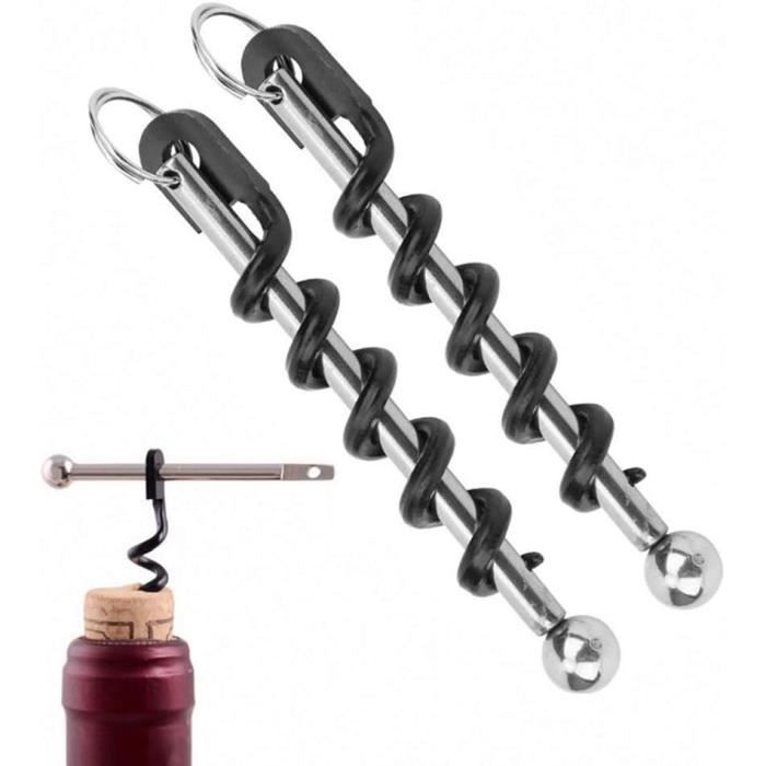 Lot de 2 tire-bouchons portables et multifonctions en acier inoxydable