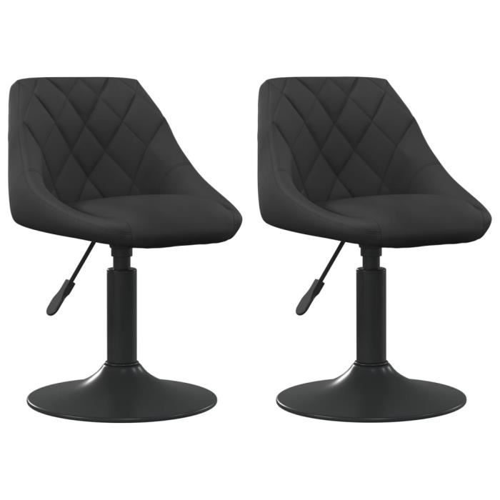 Chaises pivotantes de salle à manger - Noir - Lot de 2 - Velours doux - Hauteur réglable
