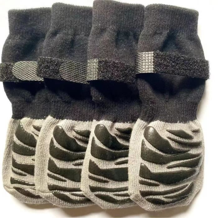 Chaussettes AntidéRapantes - Chien - Double Face - Sangle Réglable - Noir - XL