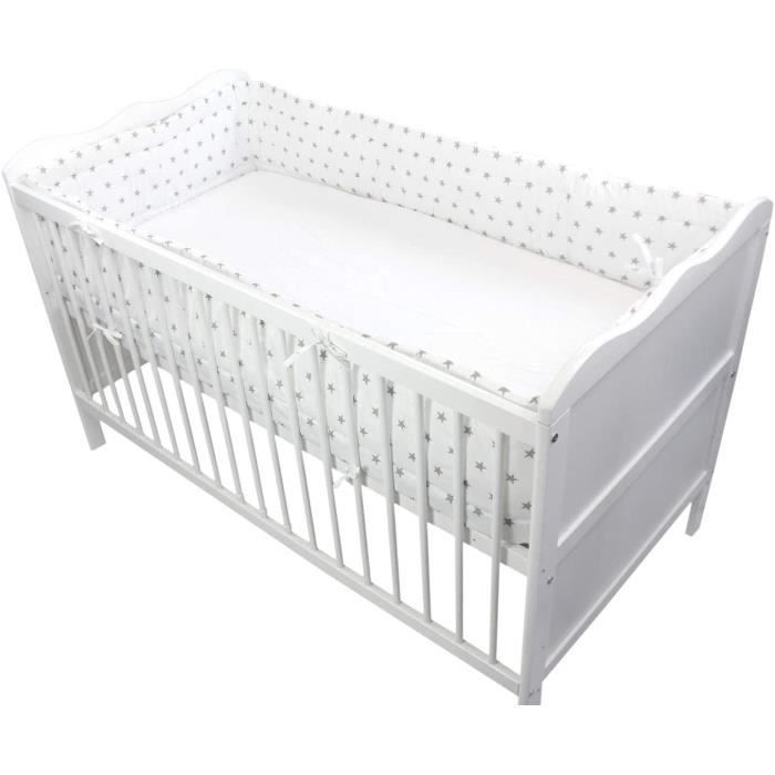 Tuptam Tour De Lit Bebe Long Rembourre Protection Etoiles Blanc 4x30cm Lit 140x70 Cdiscount Puericulture Eveil Bebe