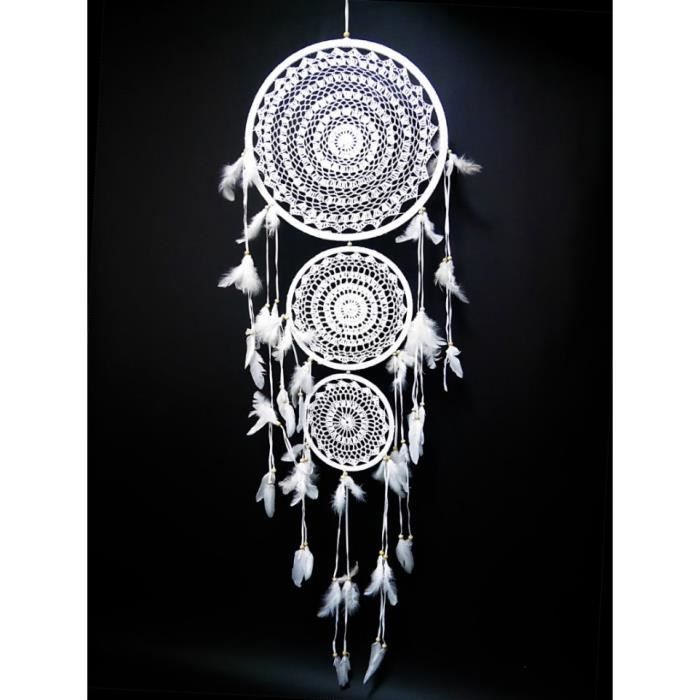 Attrape Reve Boheme Geant Xxl 150x45cm Macrame Et Plumes Blanc Cdiscount Maison