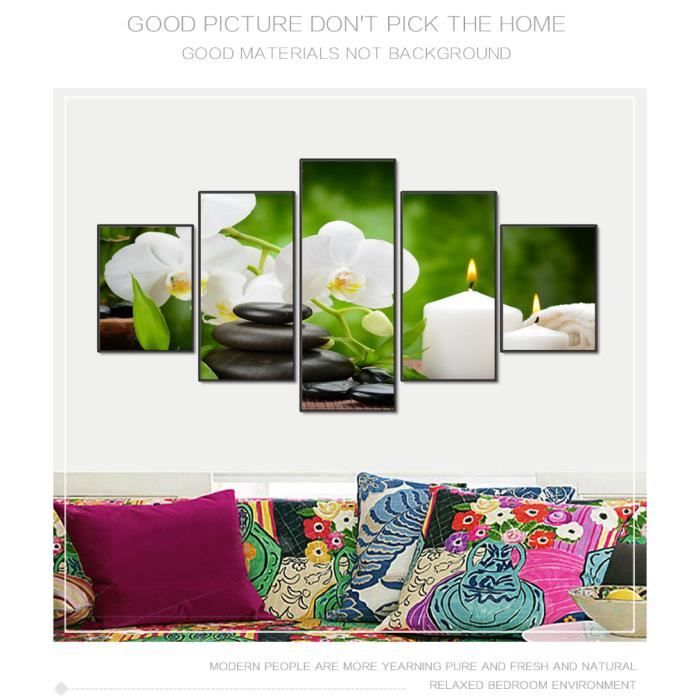 Moderne 5pcs Paysage Maison Art Toile Imprimer Peinture Zen Pierre Sante Photos Salon Mur Peinture Art Pas Etire Pas Encadre Cdiscount Maison