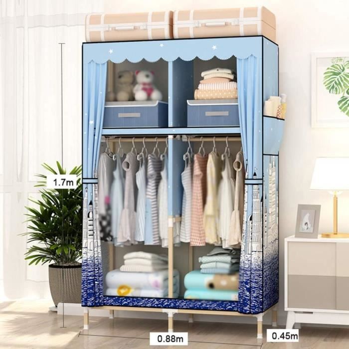 Wardrobe Armoire en Tissu, Armoire D'assemblage en Bois Massif, Armoire