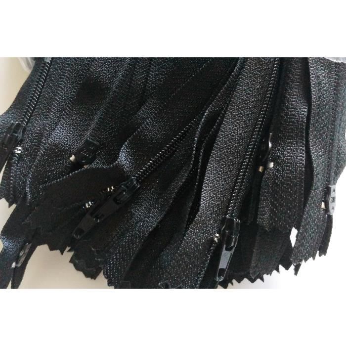 Fermeture éclair à glissière Fine Polyestère Coloris Noir 30 cm