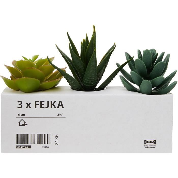 IKEA 203.953.31 FEJKA Lot de 3 Mini Plantes Grasses artificielles