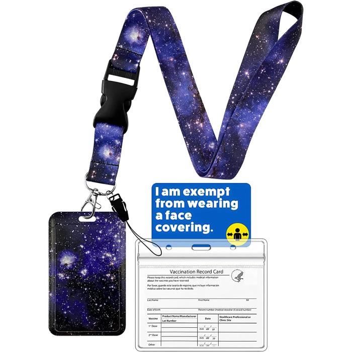 Lot De 3 Porte-badges D'identification Avec Cordon Tour De Cou, étui Portefeuille En Cuir Synthétique Avec 2 Emplacements Pour Cartes Et Cordon Tour De Cou Noir