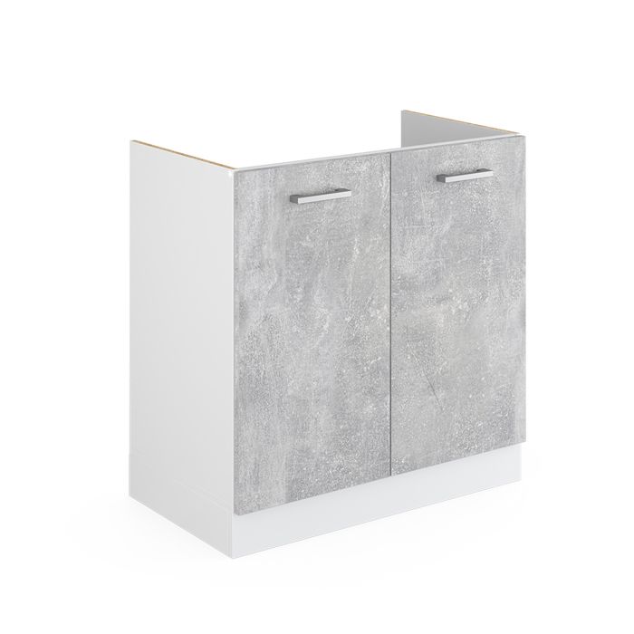 Meuble bas sous-évier R-Line 80cm sans PT Béton/Blanc Vicco 30240