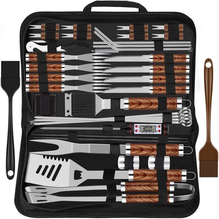 Kit Barbecue 3 Pièces En Métal Avec Gravure - Cadeau Idéal Pour Fête Des Pères, Anniversaire