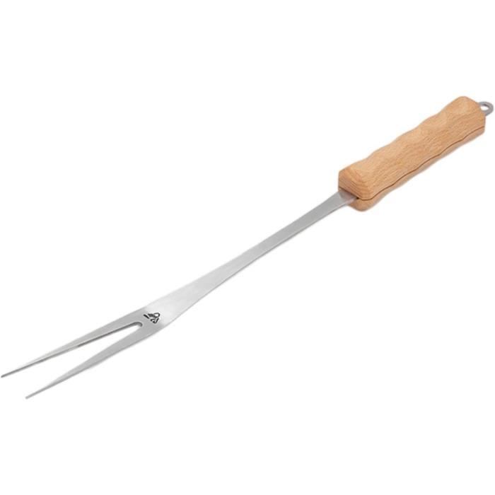 Fourchette à Viande Pro Barbecue - Manche Long Acier Inox - Pour Grillades, Rôtis Et Saucisses