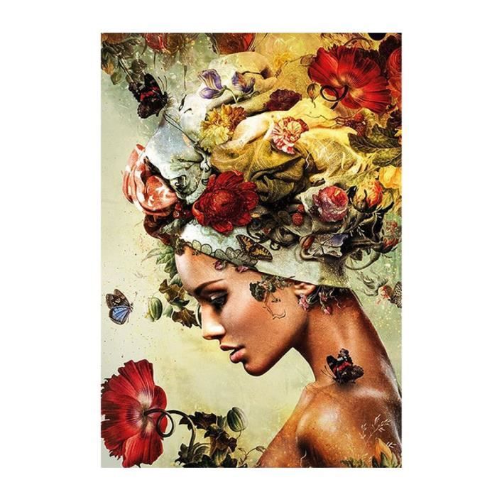 Poster ARTTOR 50x70cm - Femme Aux Fleurs, Reniflement - Décoration Murale Tendance