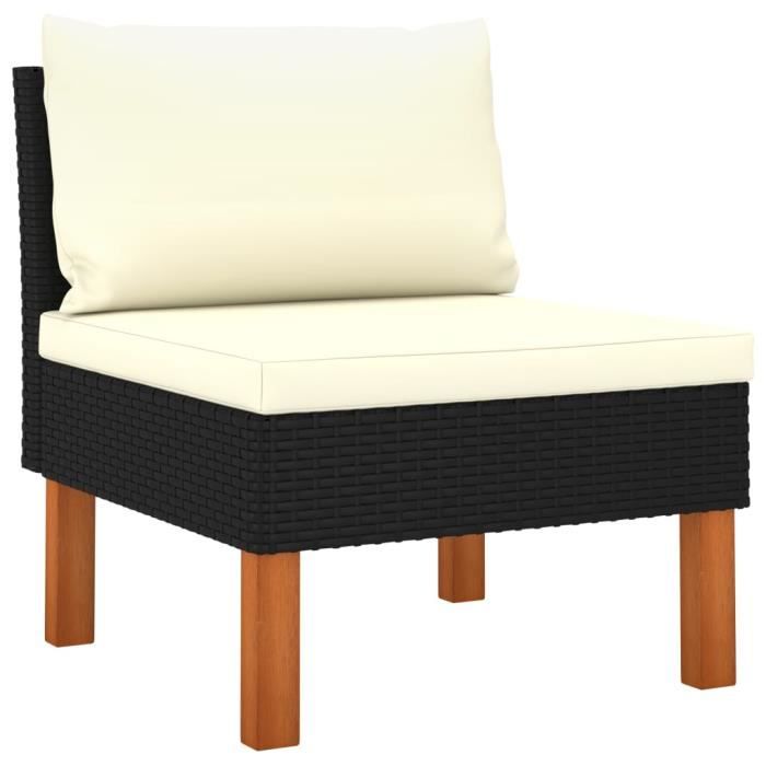 BONNE® 53446 Canapé de salon - Canapé central Sofa Divan Canapé de relaxation Luxueux - Résine tressée et bois deucalyptus mass