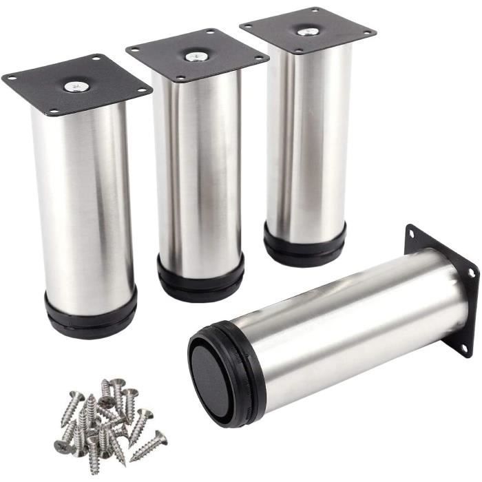 Pieds de meubles - Non spécifié - 4 PCS - Acier inoxydable - Hauteur réglable - Noir