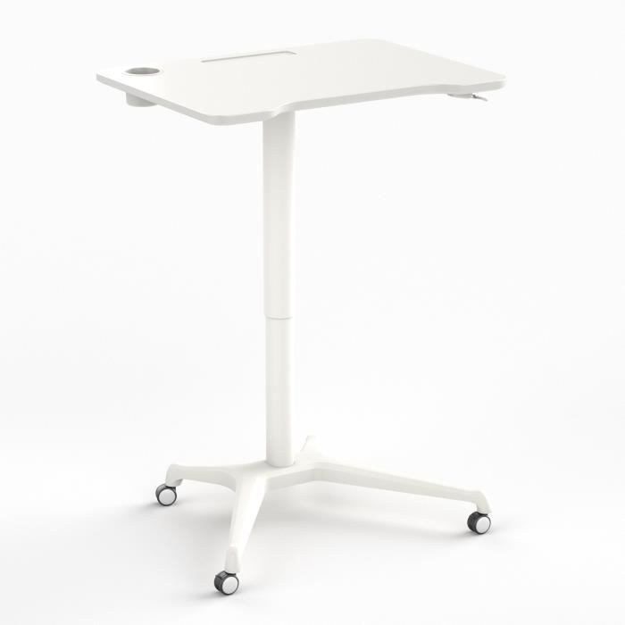Bureau à un pied Blanc Petit bureau assisdebout à vérins à gaz — free download