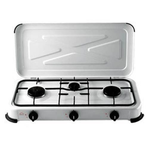 Cuisinière à gaz DCG Eltronic EKP 2423 - Dessus de table - Noir, Blanc - Rotatif