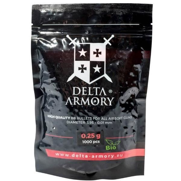 Sachet De 1000 Billes Delta Armory 0.25g - Blanches Pour Airsoft