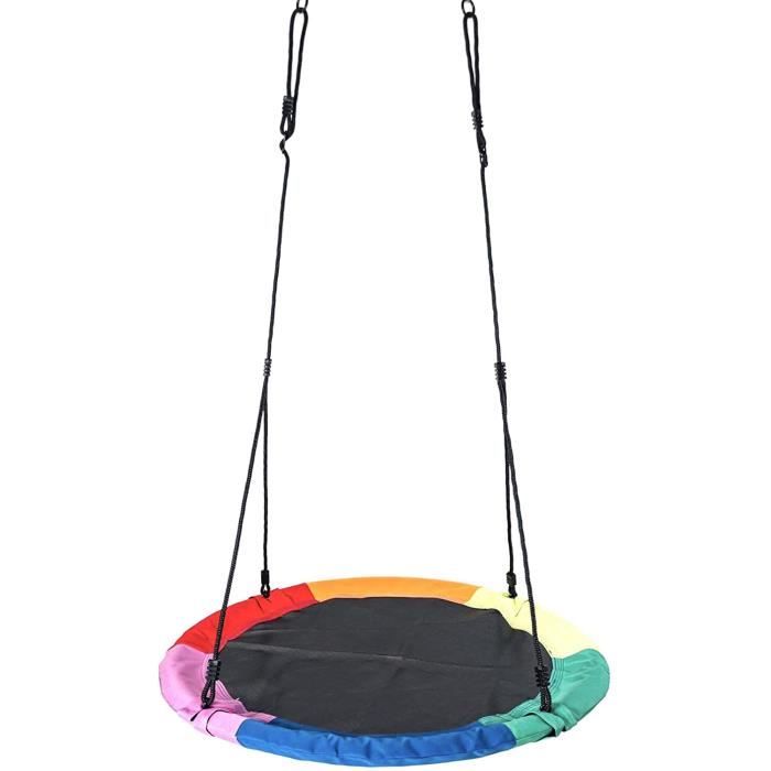 Balançoire D'extérieur Avec Corde D'escalade - Pour Enfants Et Adultes - Plateforme Bleue - Pour Jardin, Thérapie
