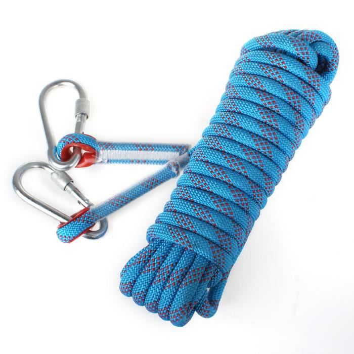 Corde De Sécurité Multi-usage 10 M / 15 M / 20 M – Nylon Tressé 10 Mm, Anti-déchirure, Avec Mousqueton