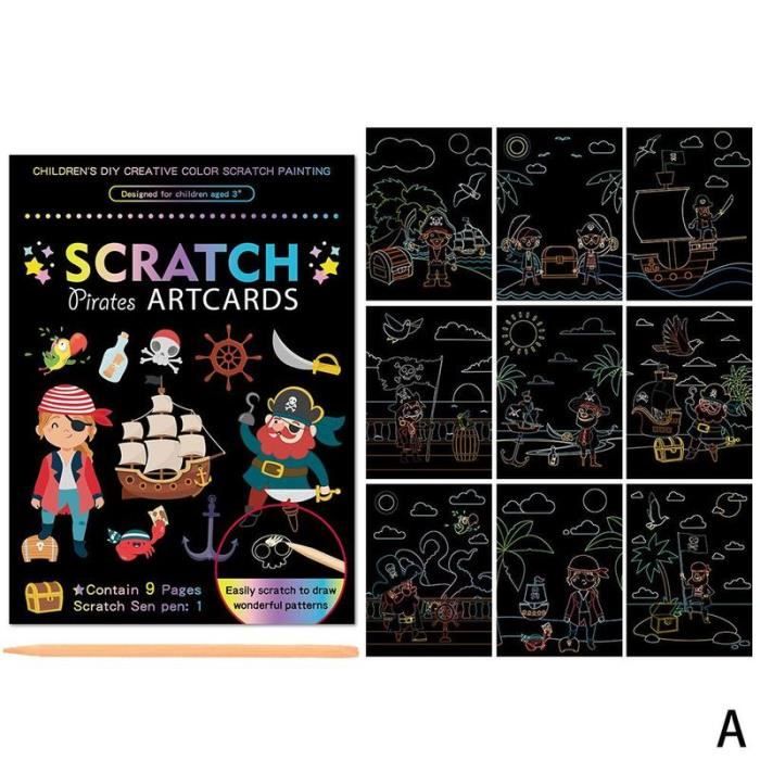 Set De Scratch Art Arc-en-ciel – 2 Tableaux Nuit, Hong Kong Et Taj Mahal, Avec 4 Outils, Cadeau Créatif !