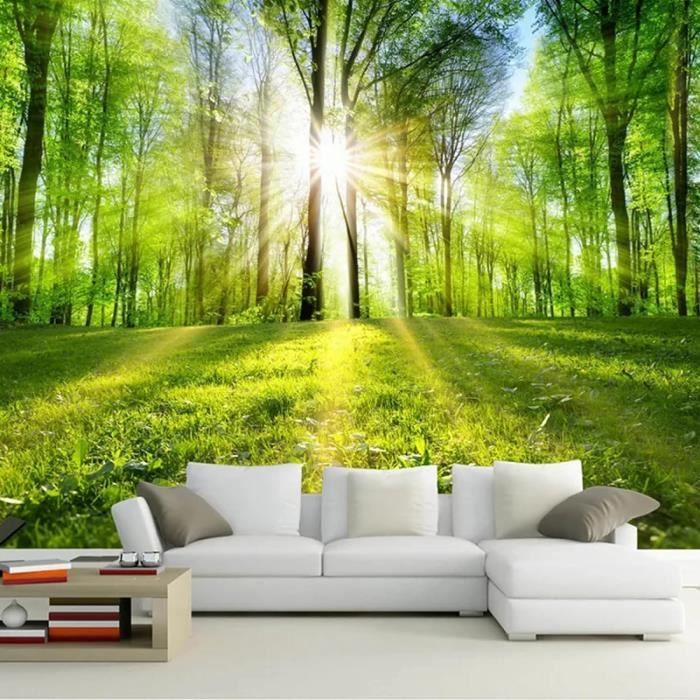 Papier Peint Panoramique 3D Forêt Soleil Nature Paysage Mural Salon Chambre TV Canapé Toile De Fond 350x250cm