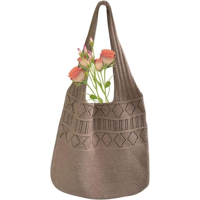 Sac à Main en Paille pour Femme, Sacoche de Plage Rétro, Tissée à la